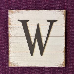 Rustic White and Brown Wall Decor with Black Letter